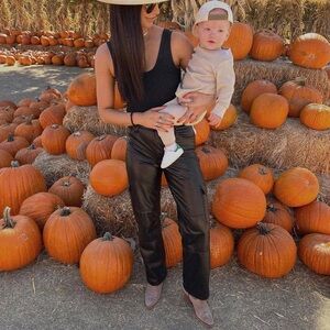 Abercrombie curve love faux leather cargo pants